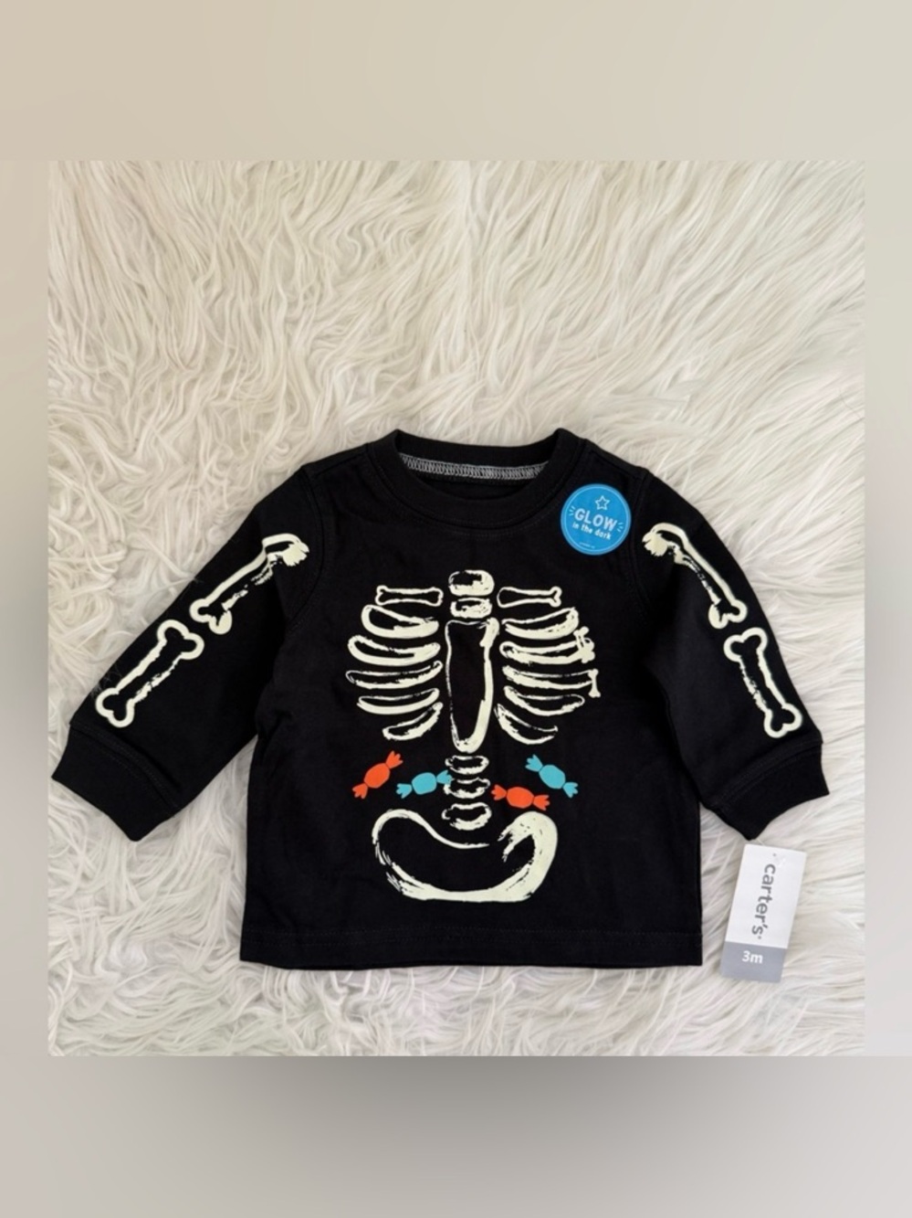 Carter’s Glow in the Dark Skeleton Halloween Candy Shirt